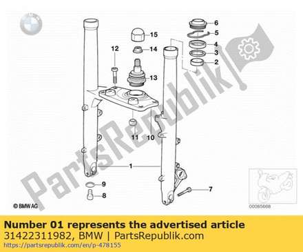 Slider tube right (from 09/1998) 31422311982 BMW