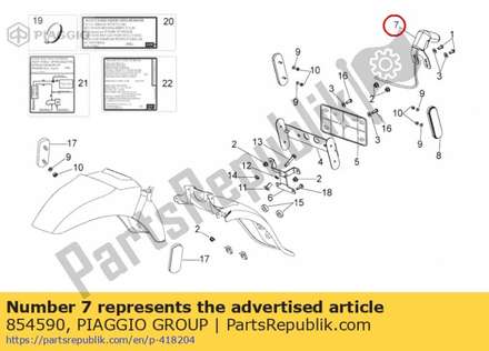 éclairage de plaque d'immatriculation 854590 Piaggio Group