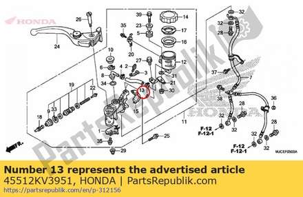 Hose, master cylinder oil 45512KV3951 Honda