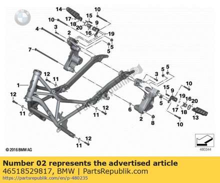Frame end section, right - silber          46518529817 BMW