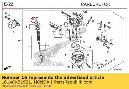 Cap, cable sealing 16148KB1921 Honda