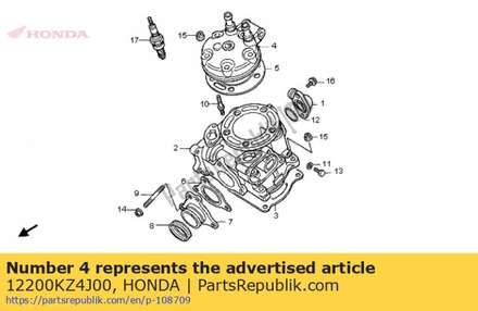 Head comp., cylinder 12200KZ4J00 Honda
