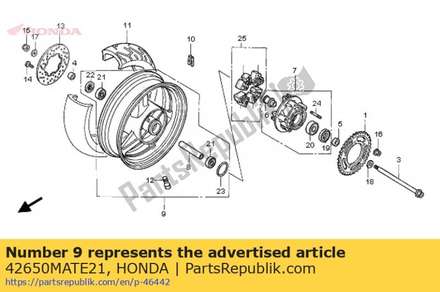 Wheel sub assy., rr. 42650MATE21 Honda