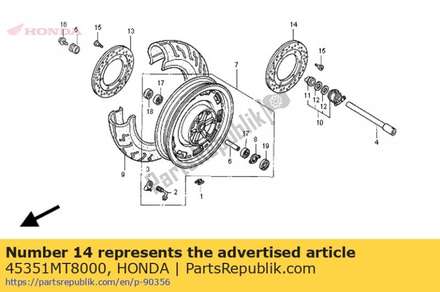 Disk, l. fr. brake 45351MT8000 Honda