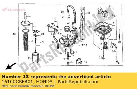 Carburetor assy. (pe68e a) 16100GBFB01 Honda