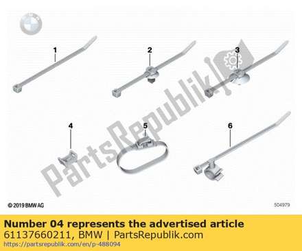 Cable strap bracket - schwarz 61137660211 BMW