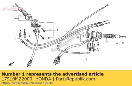 Cable comp. a, throttle 17910MZ2000 Honda