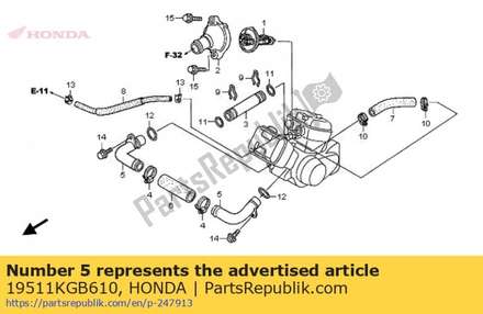 Joint a, water hose 19511KGB610 Honda