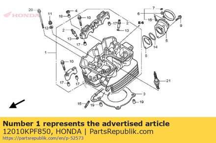 Head assy., cylinder 12010KPF850 Honda