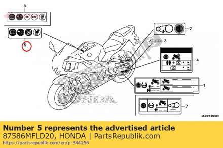 Label, fuel & drive 87586MFLD20 Honda