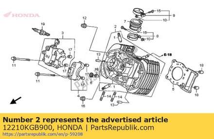 Head comp., fr. cylinder 12210KGB900 Honda