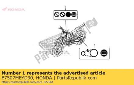 Label, drive chain 87507MEYD30 Honda