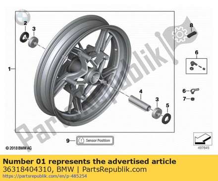 Cast wheel grey front - 3.5x17 36318404310 BMW