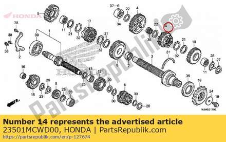 Gear, countershaft fifth(30t) 23501MCWD00 Honda