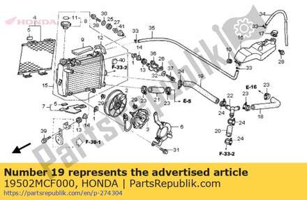Hose b,rad 19502MCF000 Honda