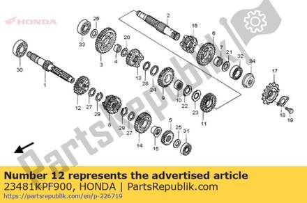 Gear, mainshaft fifth (26 23481KPF900 Honda