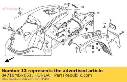 Pipe comp., rr. fender support 84710MBN651 Honda