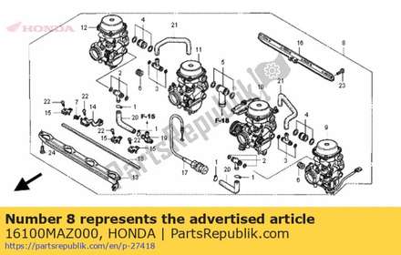 Carburetor assy 16100MAZ000 Honda