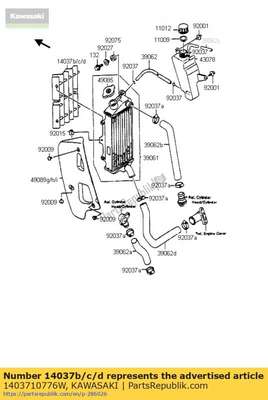 Scherm, radiator, l.gre 1403710776W Kawasaki