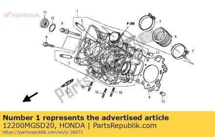Head comp., cylinder 12200MGSD20 Honda
