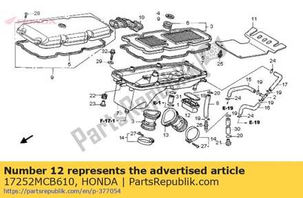 Cover, sub air cleaner 17252MCB610 Honda