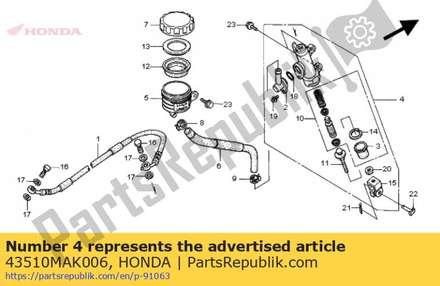 Cylinder sub assy., rr. master 43510MAK006 Honda