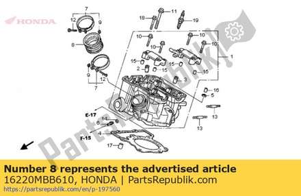 Insulator, rr. carburetor 16220MBB610 Honda