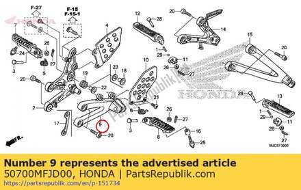 Holder, l. main step 50700MFJD00 Honda