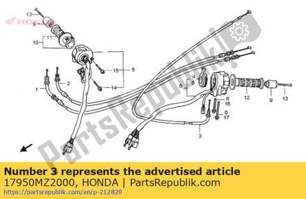 Cable comp., choke 17950MZ2000 Honda