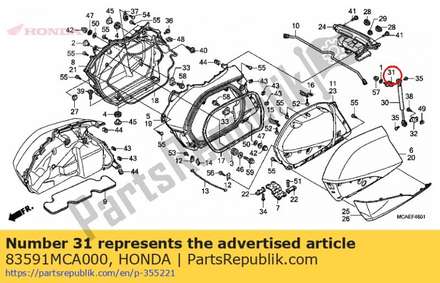 Plate, damper mounting upper 83591MCA000 Honda