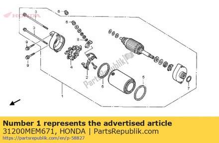 Starter motor 31200MEM671 Honda