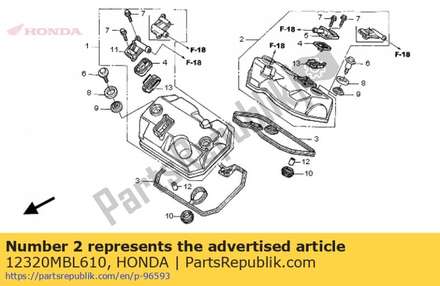 Cover assy., rr. cylinder 12320MBL610 Honda