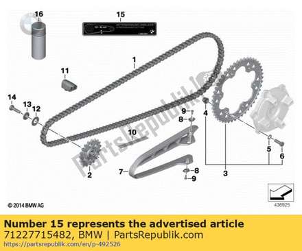Notice label, chain tension - 30-40mm 71227715482 BMW