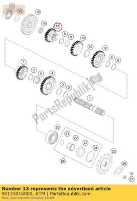 Counterwheel 6. gear 90133016000 KTM