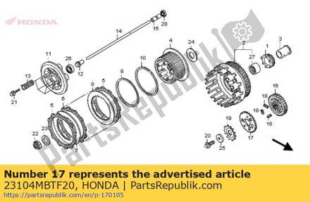 Sub gear, primary(44t) 23104MBTF20 Honda