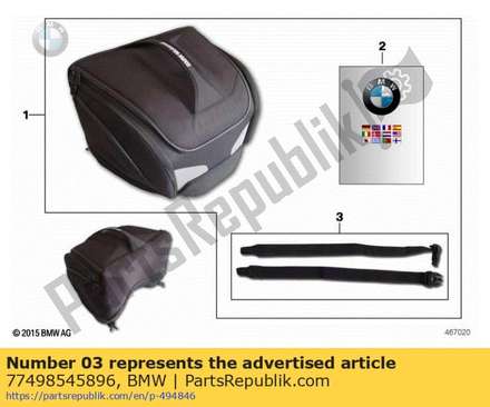 Attachment element rear bag 77498545896 BMW