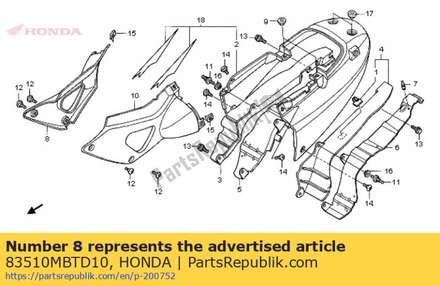 Cover, r. side 83510MBTD10 Honda