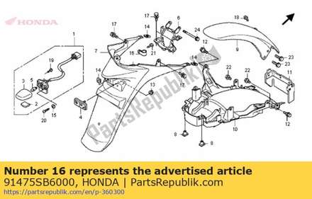 Clip, wire harness (6.3mm 91475SB6000 Honda