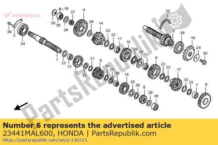 Gear, countershaft second (33t) 23441MAL600 Honda