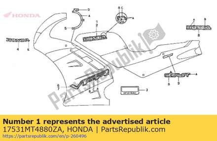 Mark r fuel ( for r?d) 17531MT4880ZA Honda