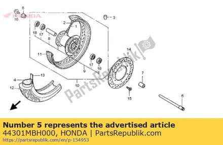 Axle, fr. wheel 44301MBH000 Honda