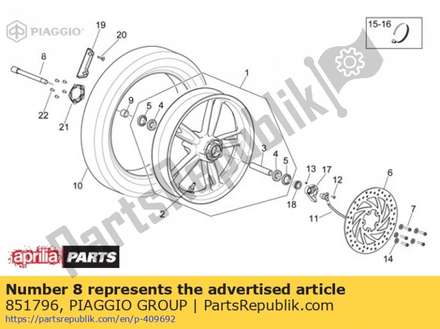 Front wheel spindle 851796 Piaggio Group