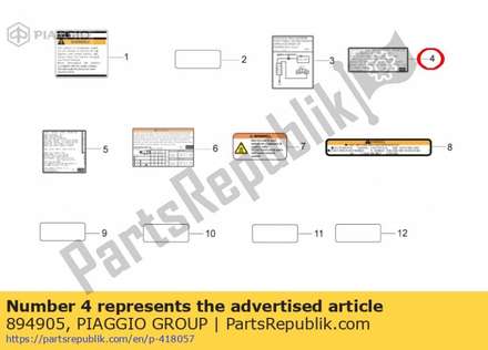 Geluidsemissie sticker 894905 Piaggio Group