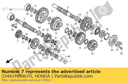 Gear, mainshaft third(18t) 23441MBN670 Honda