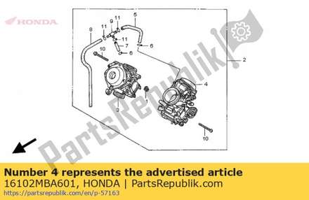 Carburetor assy,r 16102MBA601 Honda