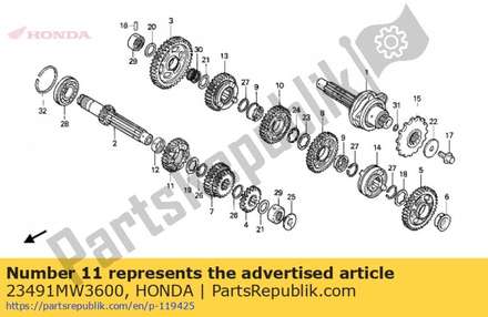 Gear, mainshaft fifth (27t) 23491MW3600 Honda