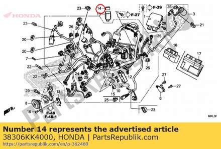 Suspension, winker relay (mitsuba) 38306KK4000 Honda