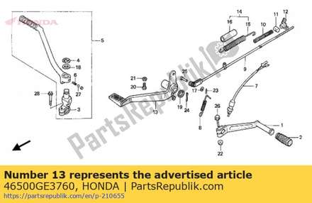 Pedal comp., rr. brake 46500GE3760 Honda