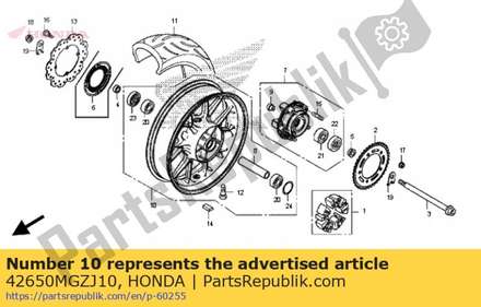Wheel sub assy., rr. 42650MGZJ10 Honda