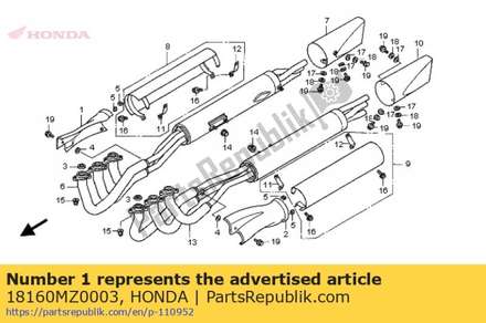 Cover, r. ex. pipe 18160MZ0003 Honda